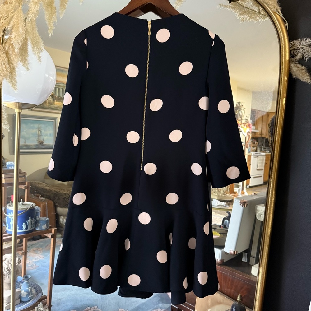 Kate Spade Navy & Light Pink Polka Dot Mini Dress with Boat Neck - Picture 8 of 11
